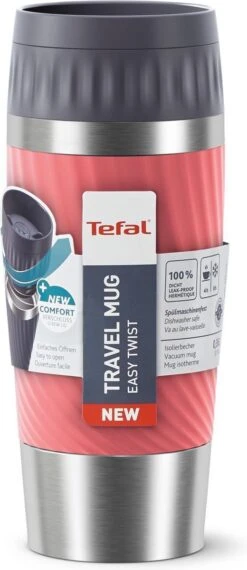 Tefal Travel Mug Easy Twist Thermobeker - Koraalrood - 0,36 Liter -Tefal Koken Verkoopwinkel 520x1200 1